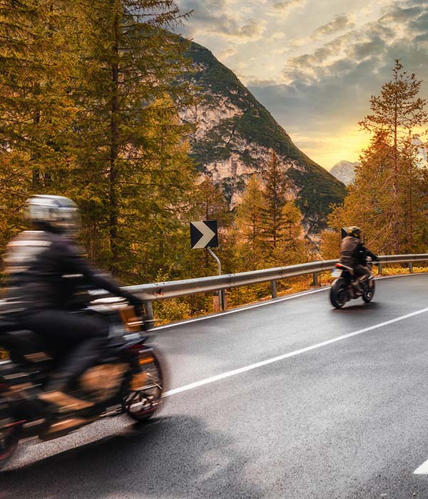 Group of people travelers on motorcycles ride